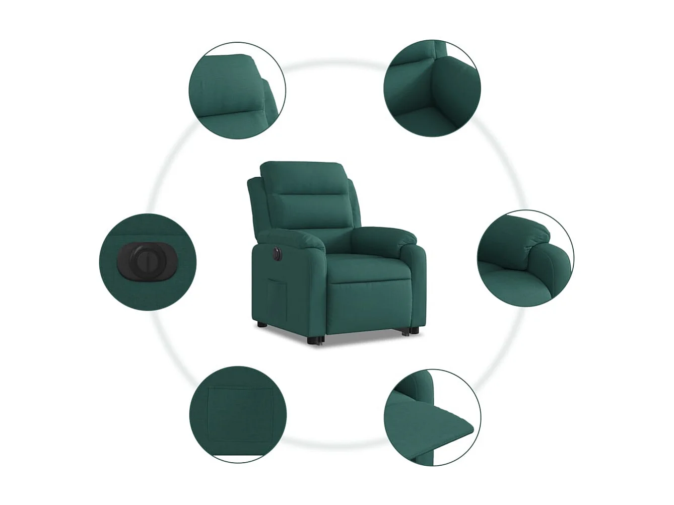 Fauteuil inclinable électrique vert foncé tissu