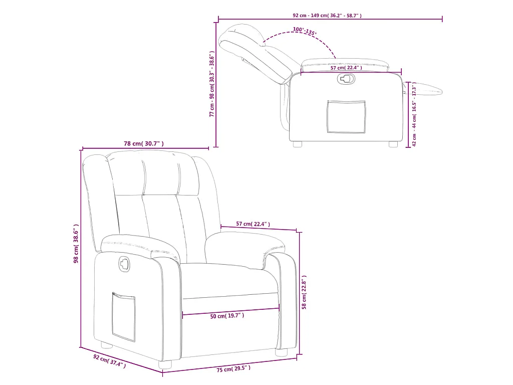 Fauteuil inclinable Crème Tissu