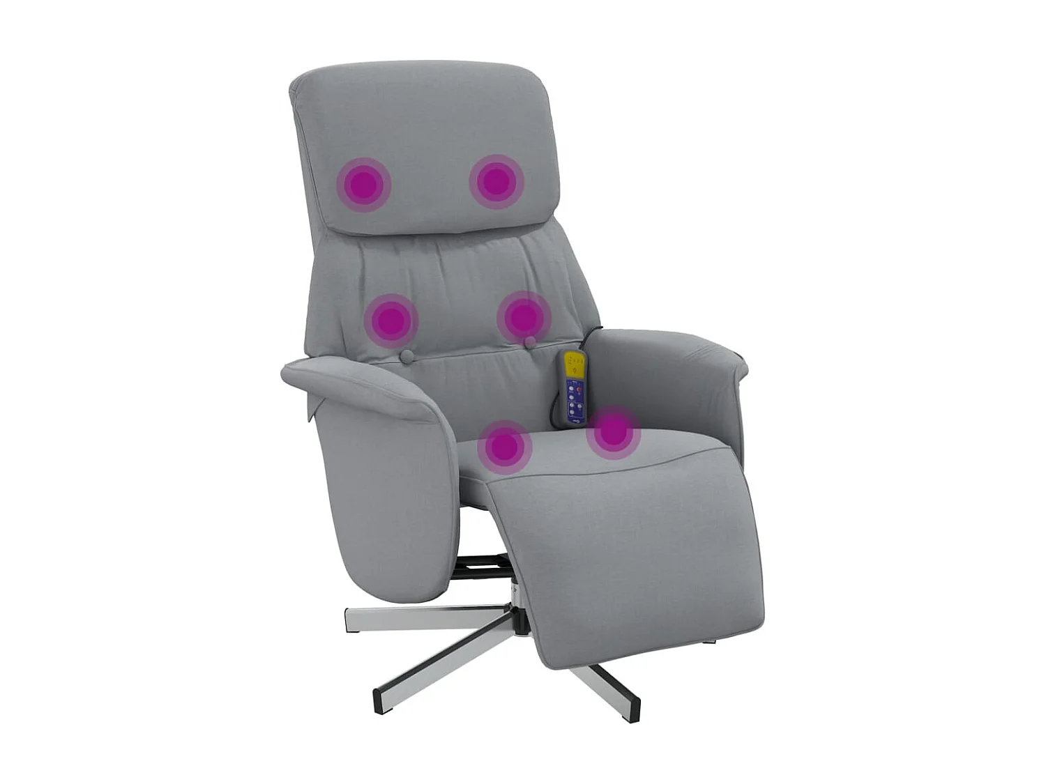 Fauteuil inclinable de massage et repose-pieds gris clair tissu