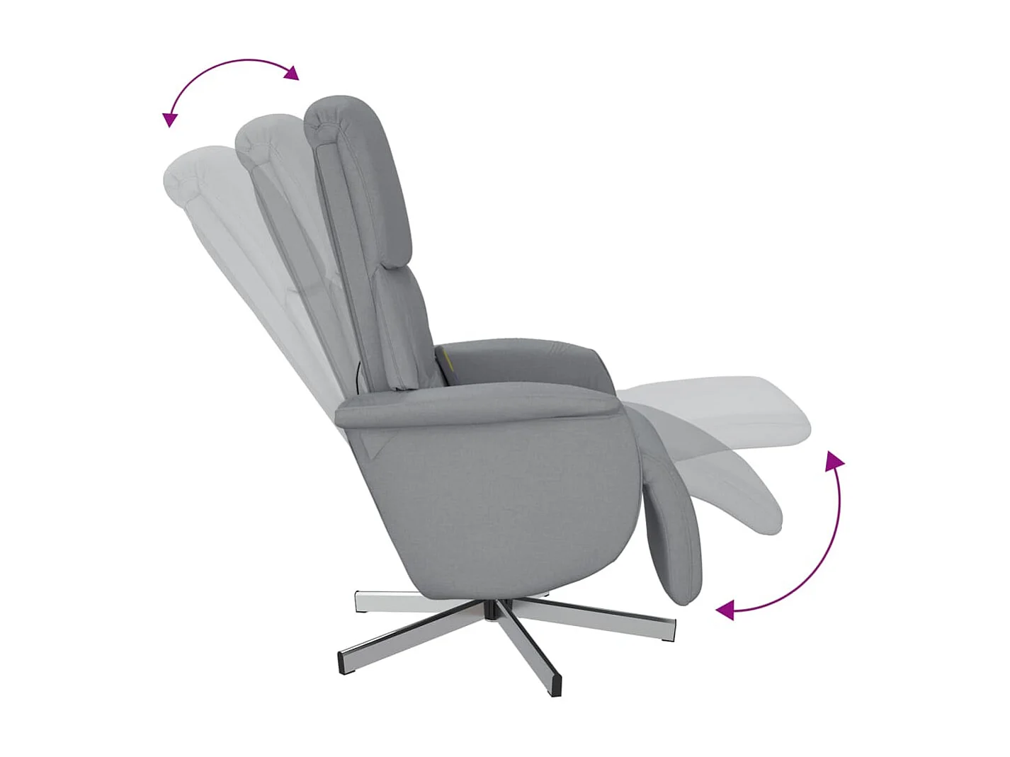 Fauteuil inclinable de massage et repose-pieds gris clair tissu