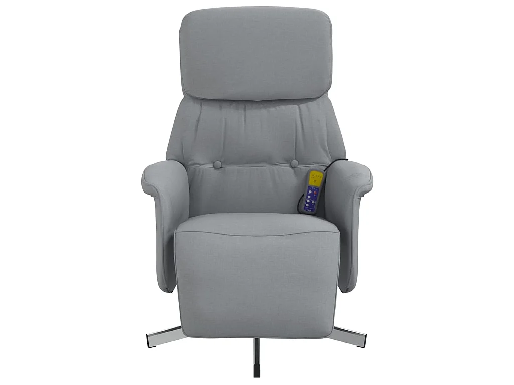 Fauteuil inclinable de massage et repose-pieds gris clair tissu