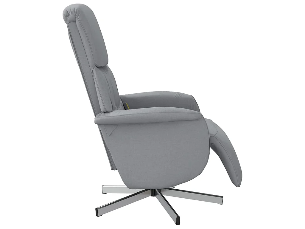 Fauteuil inclinable de massage et repose-pieds gris clair tissu