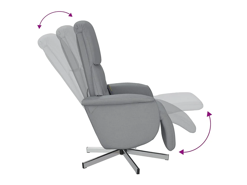 Fauteuil inclinable de massage et repose-pieds gris clair tissu