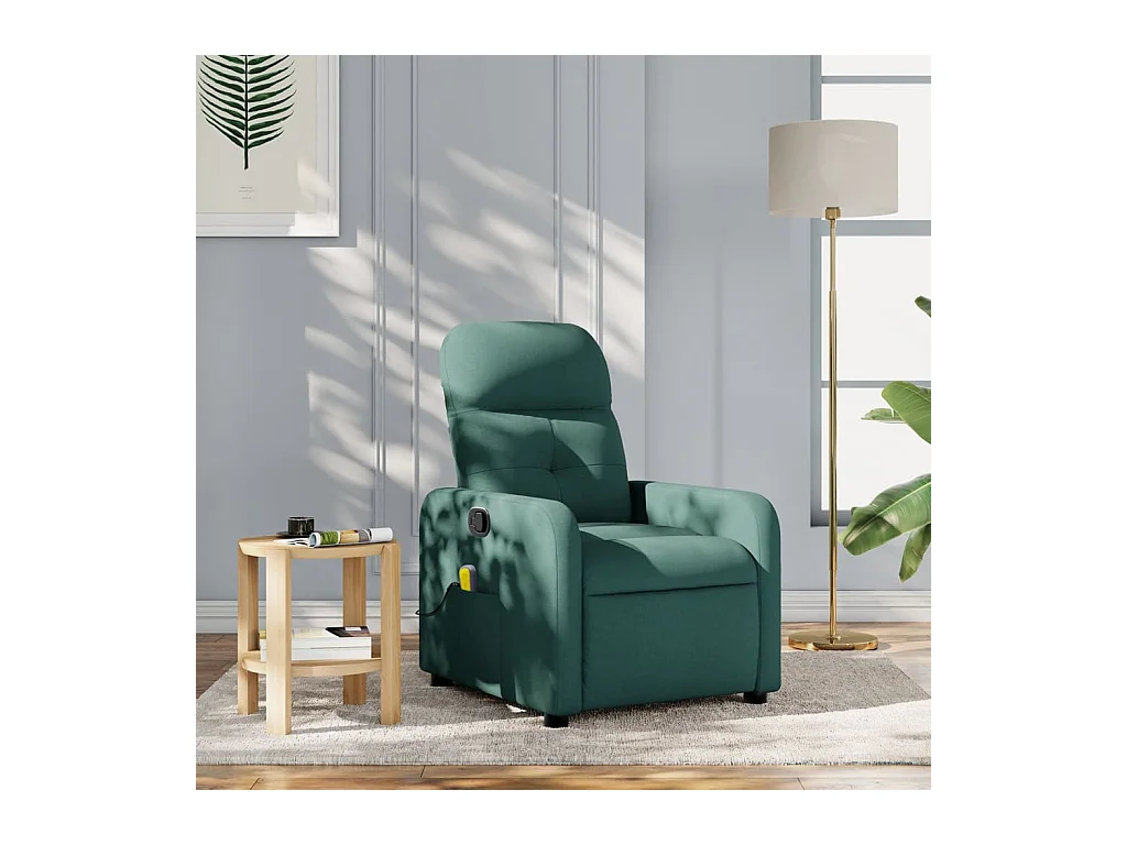 Fauteuil de massage inclinable Vert foncé Tissu