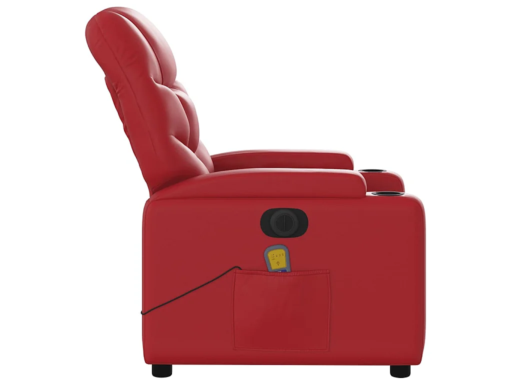 Fauteuil de massage inclinable électrique rouge similicuir