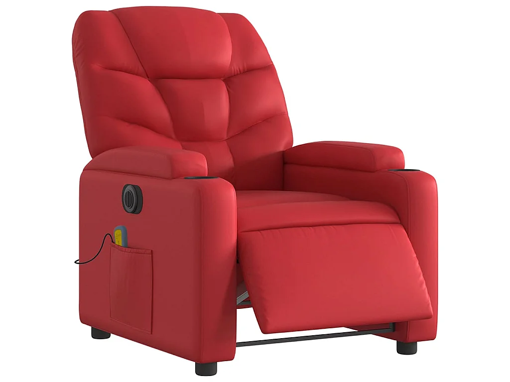 Poltrona Massaggio Elettrica Reclinabile Rosso Similpelle
