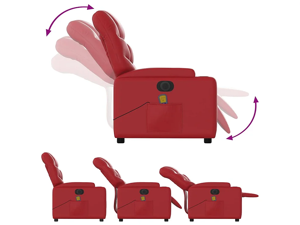 Poltrona Massaggio Elettrica Reclinabile Rosso Similpelle