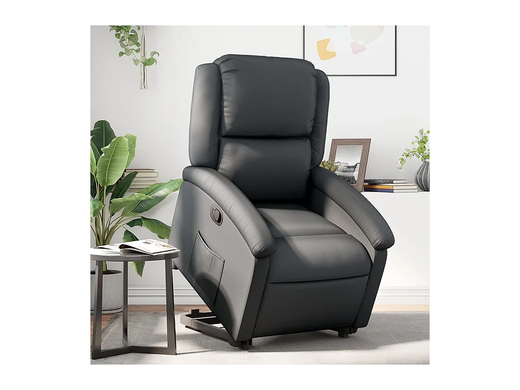 Fauteuil inclinable noir cuir véritable