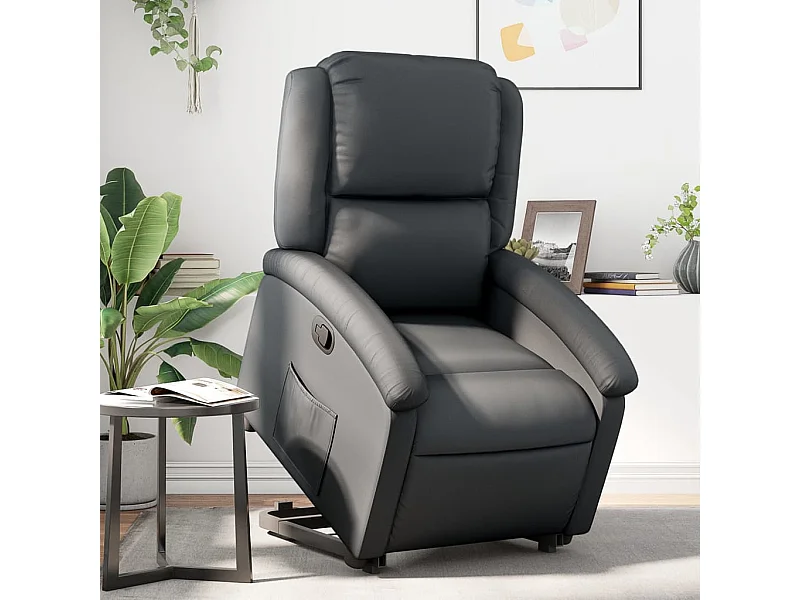 Fauteuil inclinable noir cuir véritable