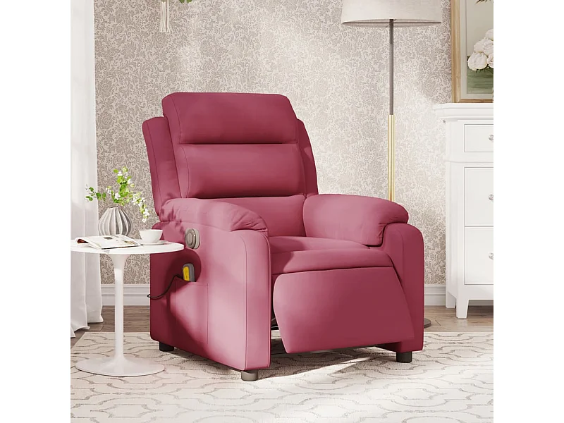 Fauteuil inclinable massage électrique rouge bordeaux velours