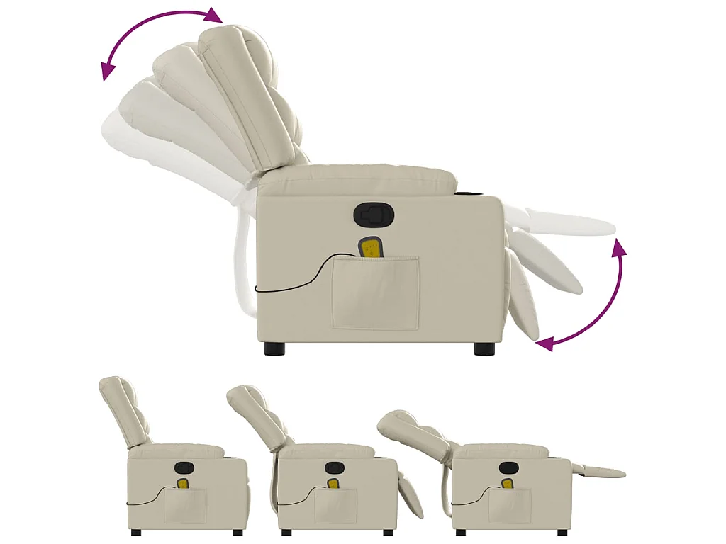 Fauteuil inclinable de massage Crème Similicuir