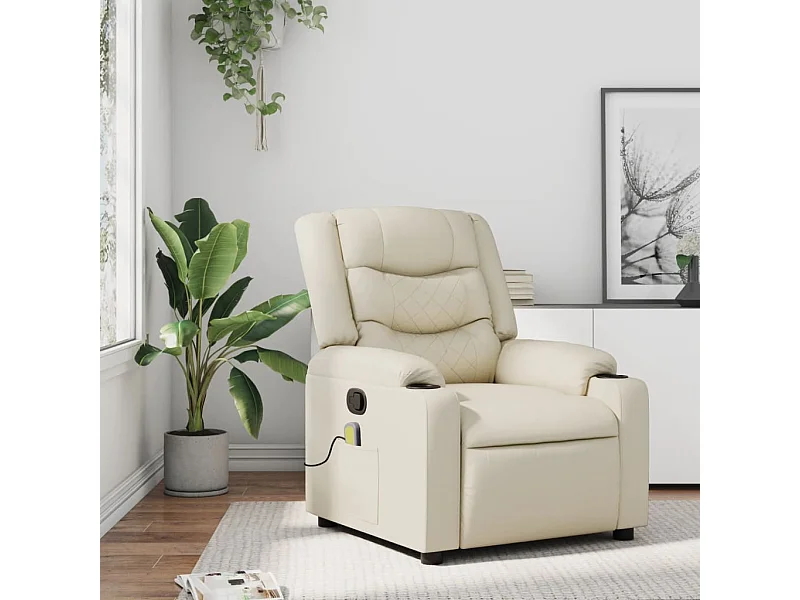 Fauteuil inclinable de massage Crème Similicuir