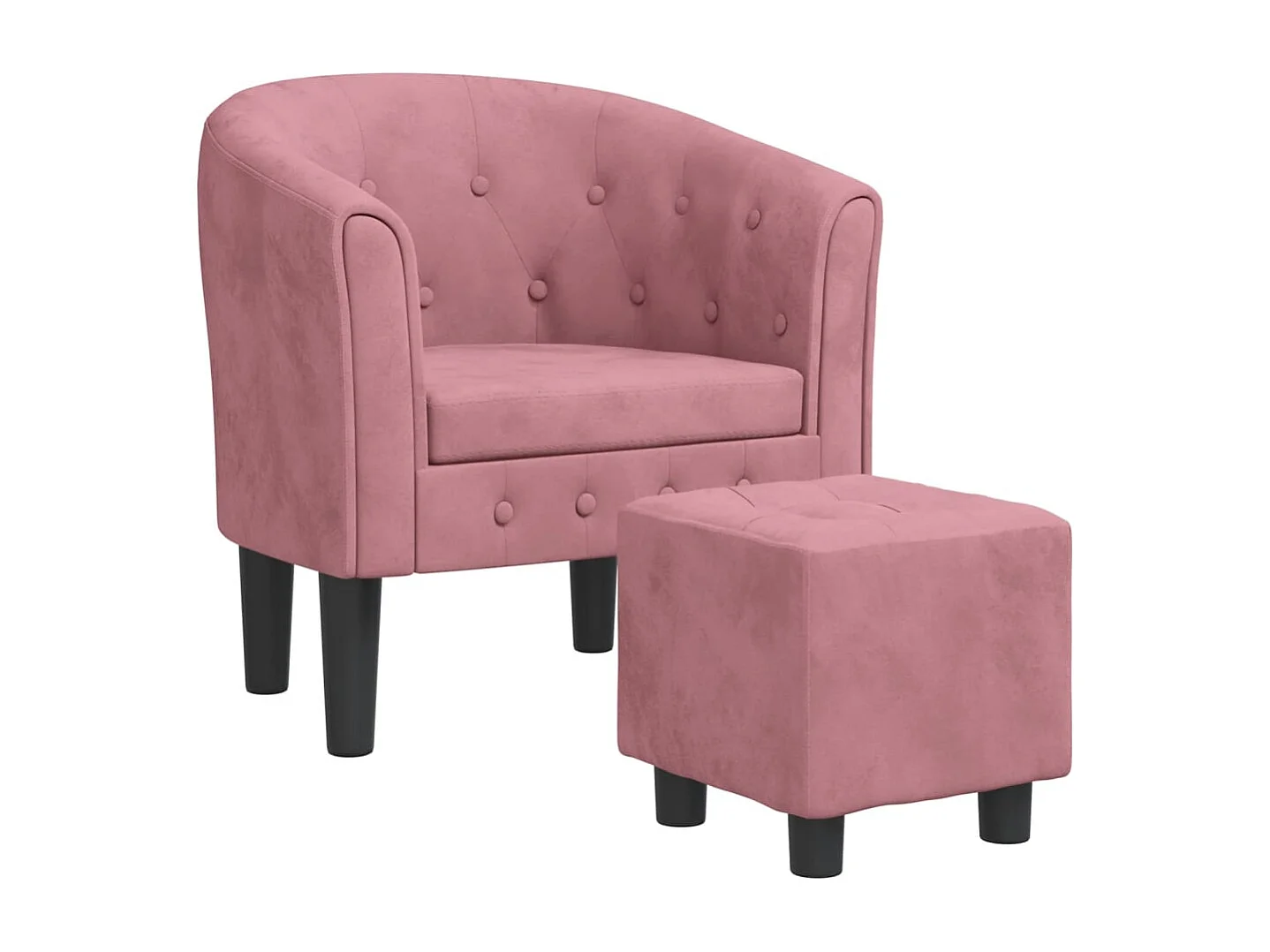 Fauteuil avec repose-pied rose velours