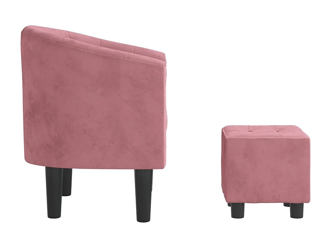 Fauteuil avec repose-pied rose velours