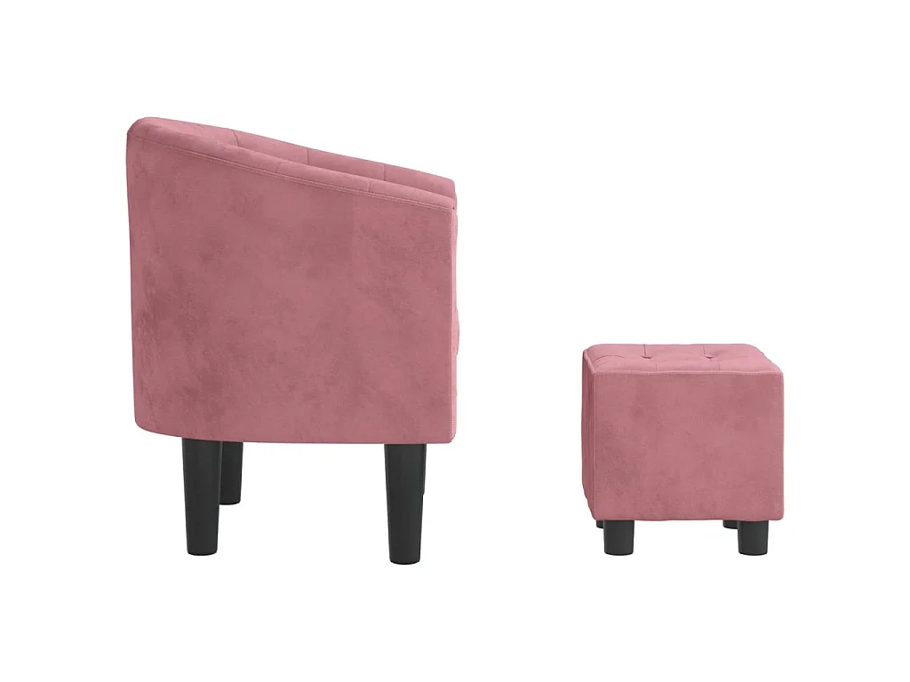 Fauteuil avec repose-pied rose velours