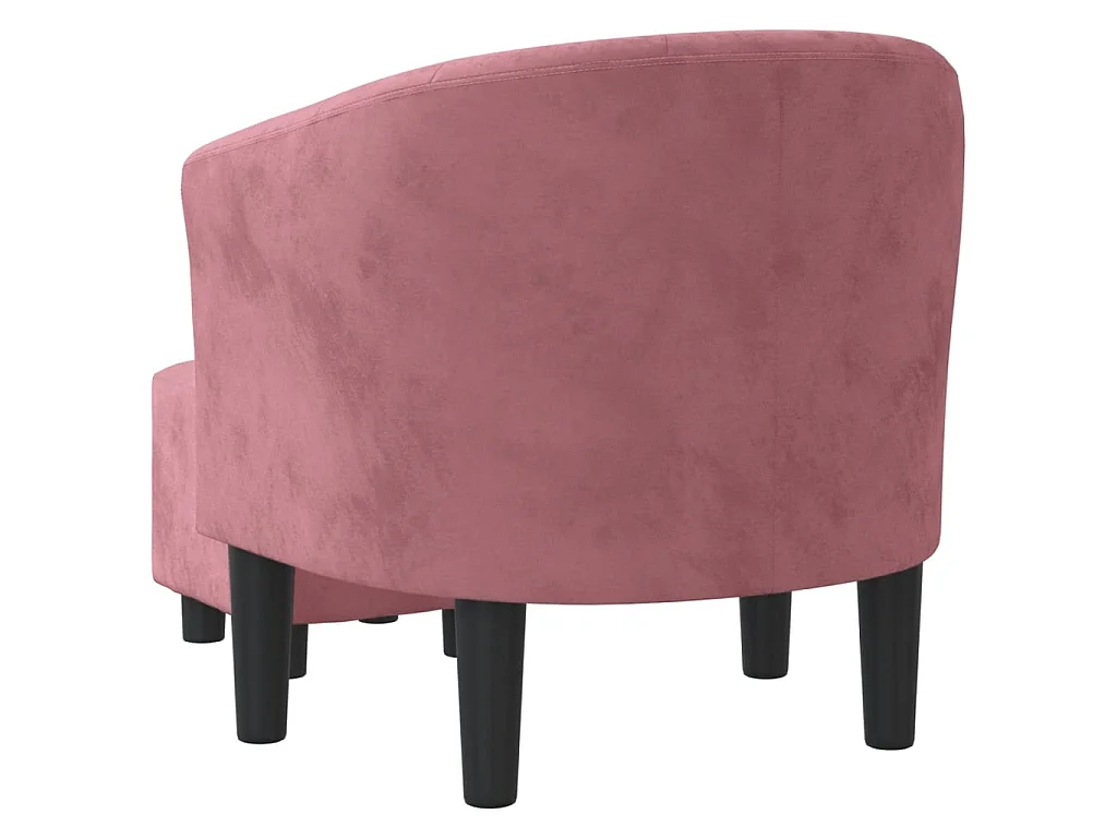 Fauteuil avec repose-pied rose velours