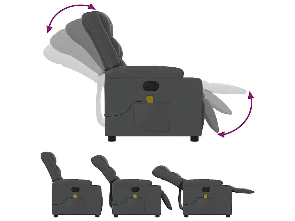 Fauteuil de massage inclinable Gris foncé Tissu