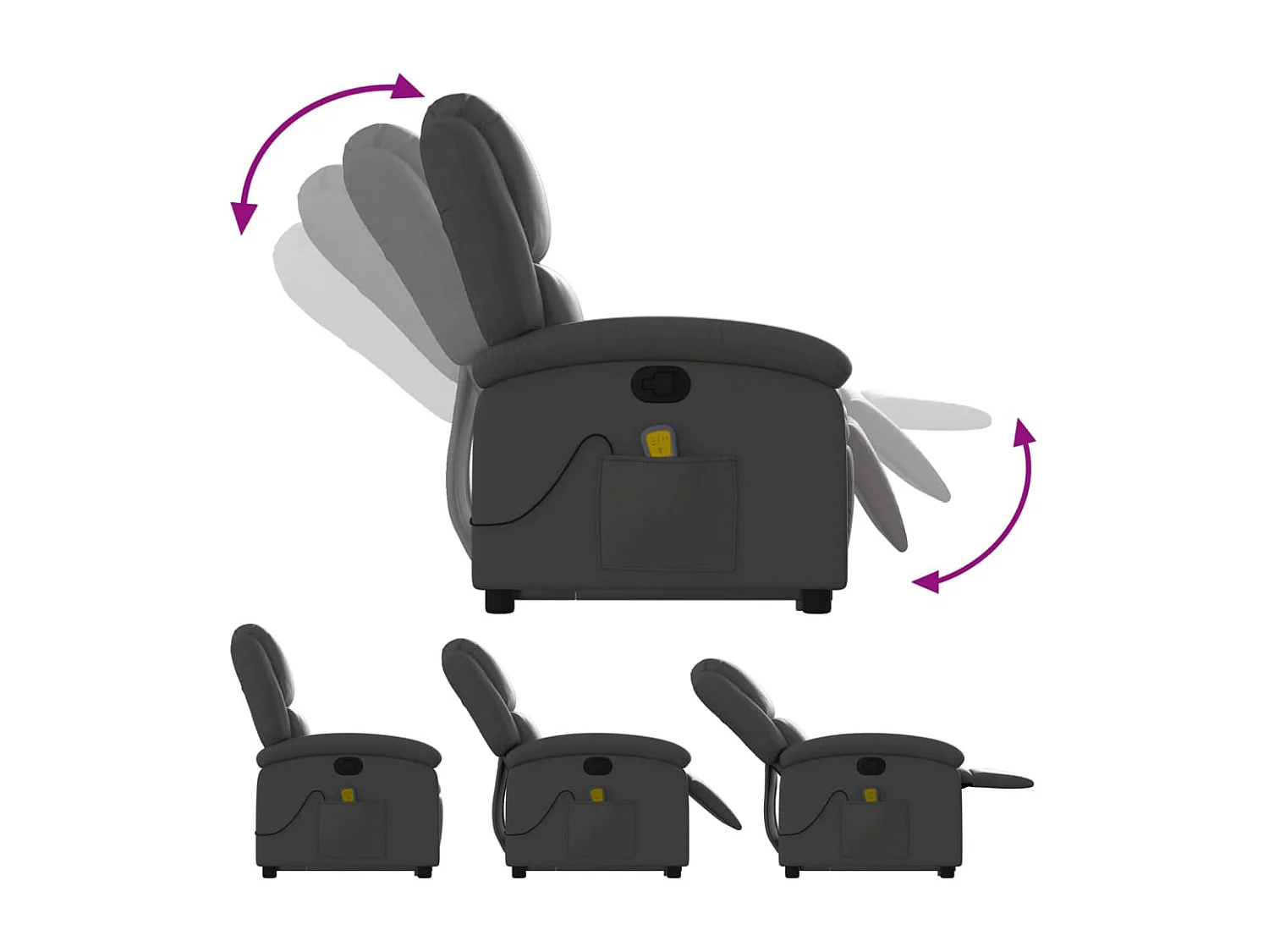 Fauteuil inclinable de massage gris cuir véritable