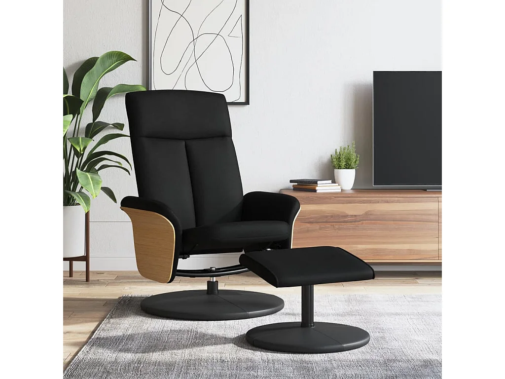 Relaxsessel mit Fußhocker Schwarz Stoff