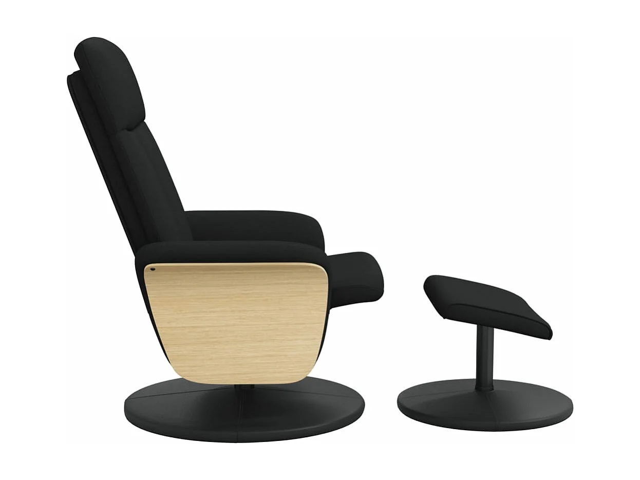 Relaxsessel mit Fußhocker Schwarz Stoff