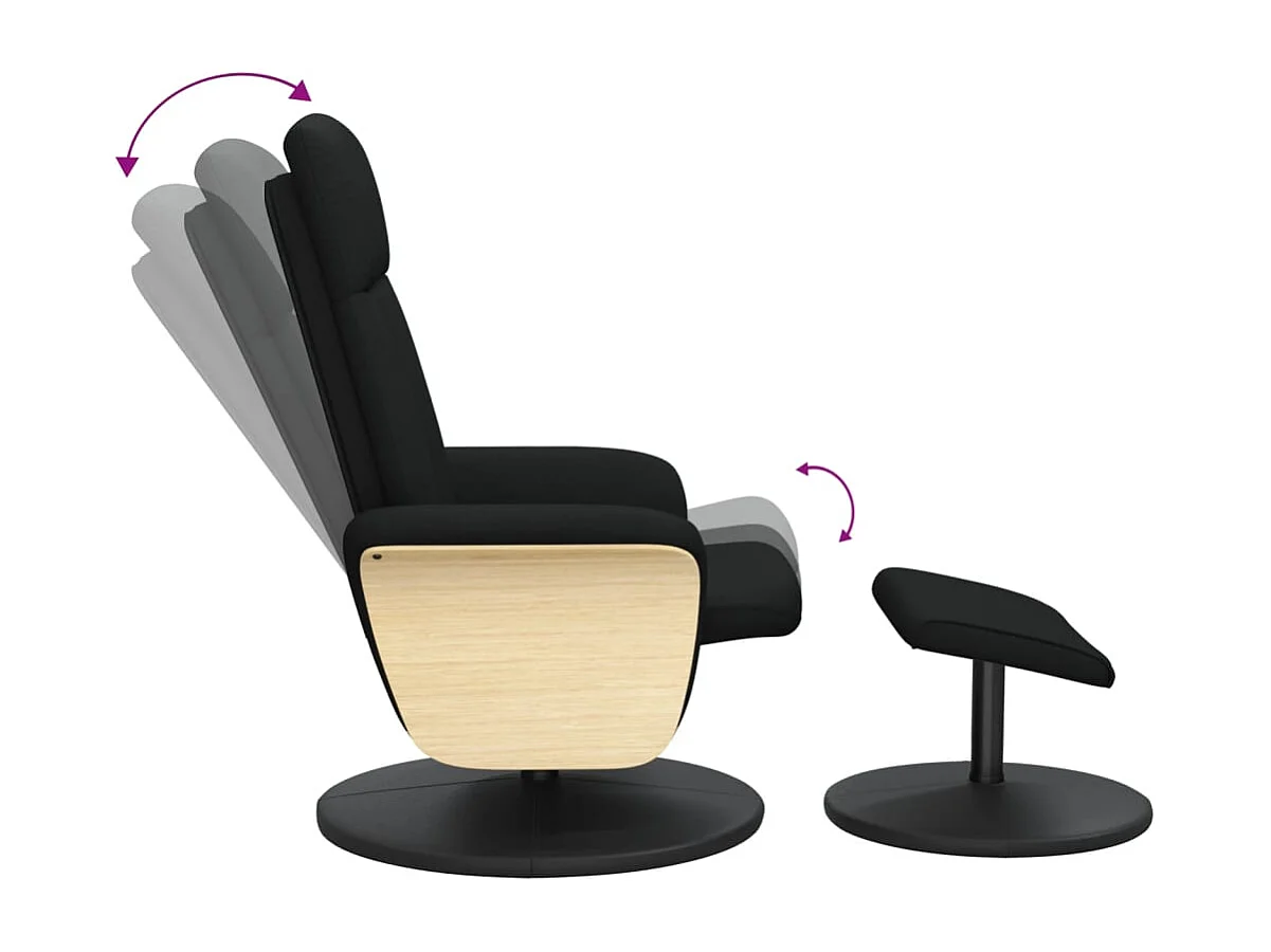 Relaxsessel mit Fußhocker Schwarz Stoff