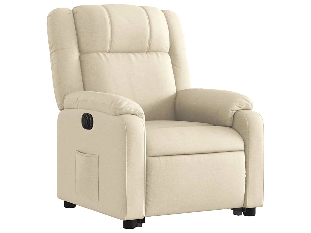 Elektryczny fotel relaksacyjny z funkcją podnoszenia i automatycznym odchyleniem, kremowy materiał