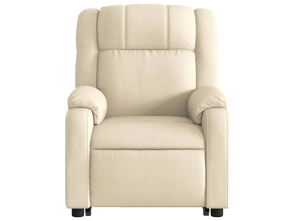 Elektryczny fotel relaksacyjny z funkcją podnoszenia i automatycznym odchyleniem, kremowy materiał