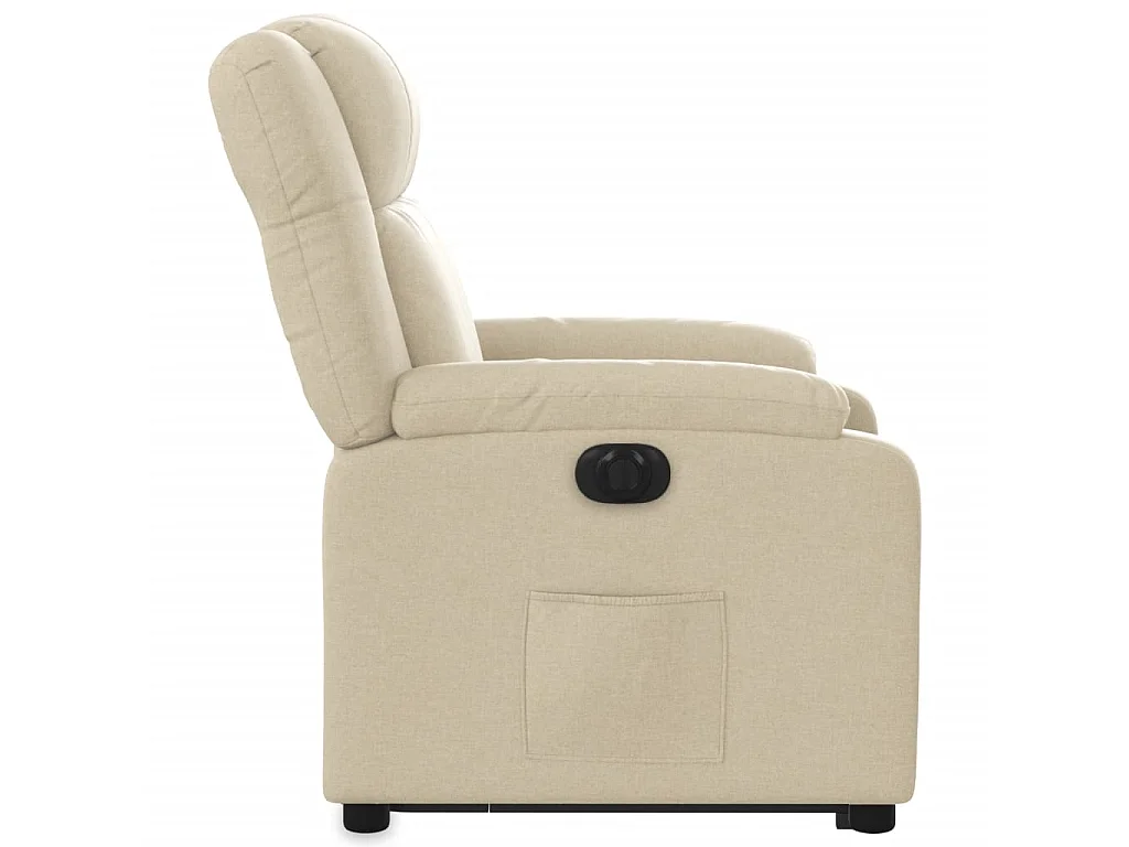 Elektryczny fotel relaksacyjny z funkcją podnoszenia i automatycznym odchyleniem, kremowy materiał