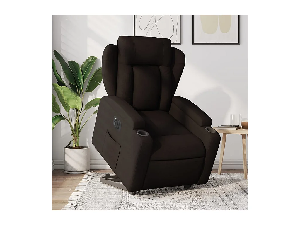 Fauteuil inclinable électrique marron foncé tissu