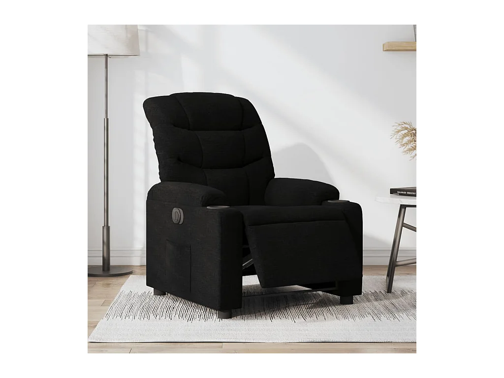 Fauteuil verstelbaar elektrisch stof zwart