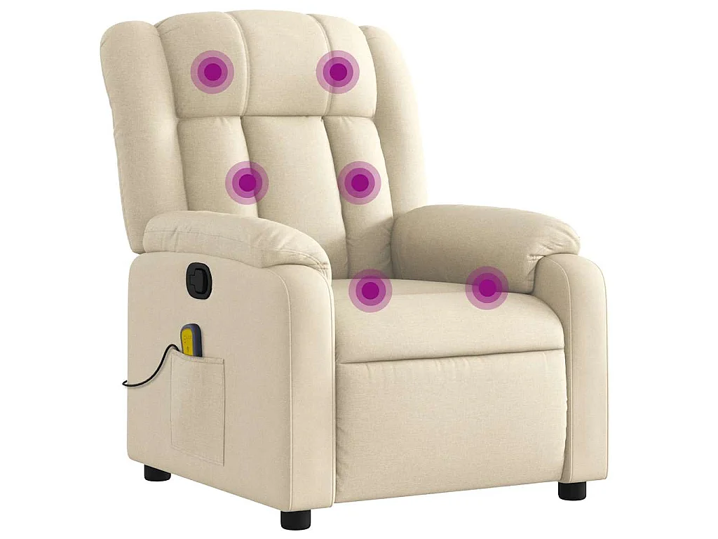 Poltrona Massaggiante Reclinabile Crema in Tessuto