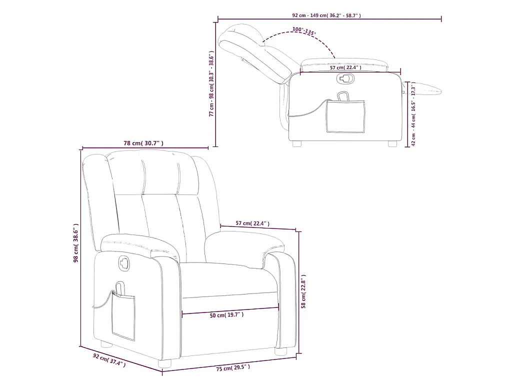 Poltrona Massaggiante Reclinabile Crema in Tessuto