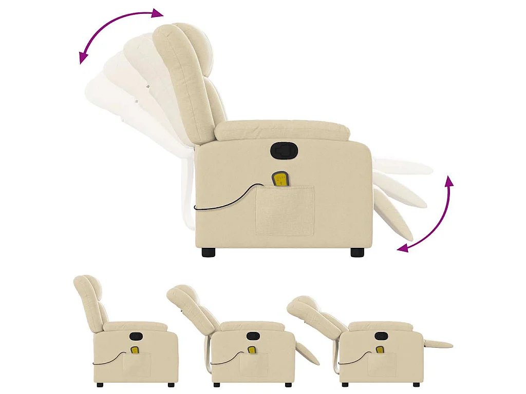 Poltrona Massaggiante Reclinabile Crema in Tessuto