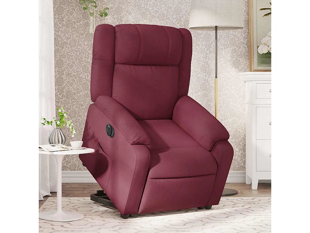 Sta-op-stoel elektrisch verstelbaar stof wijnrood