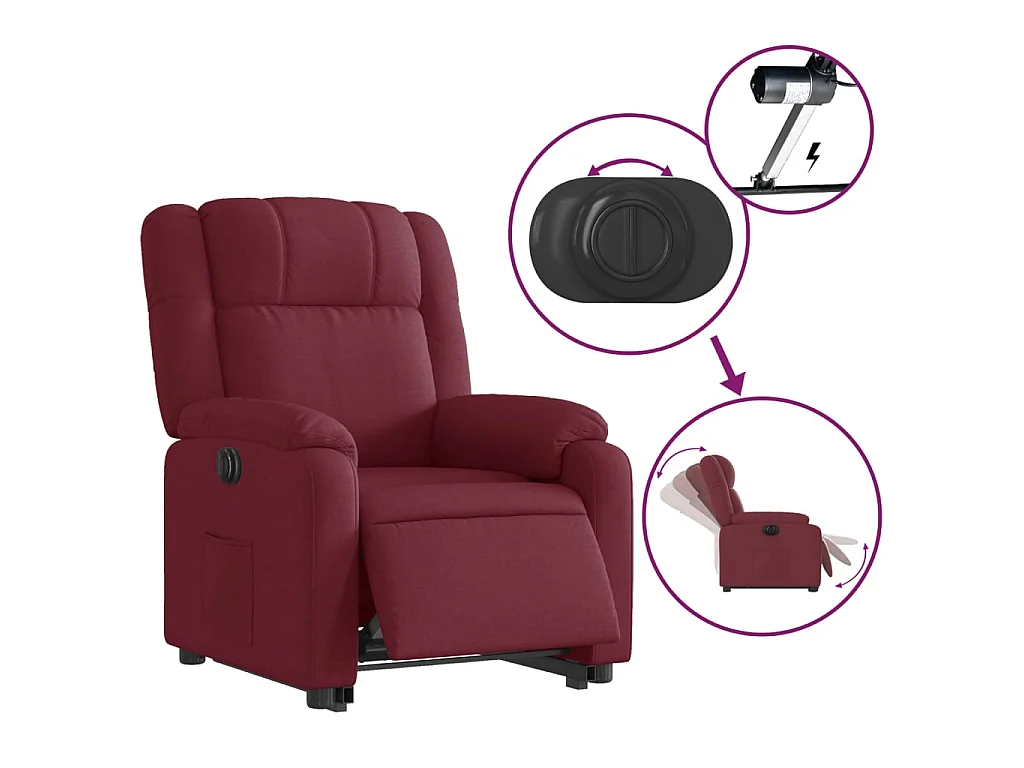 Sta-op-stoel elektrisch verstelbaar stof wijnrood