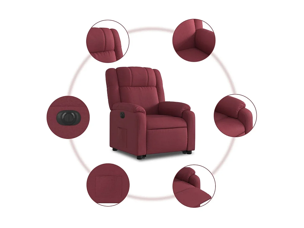 Sta-op-stoel elektrisch verstelbaar stof wijnrood