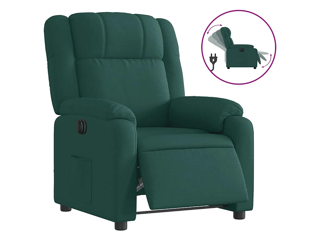 Fauteuil inclinable électrique Vert foncé Tissu