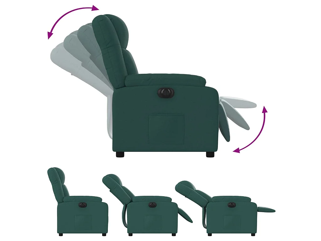 Fauteuil inclinable électrique Vert foncé Tissu