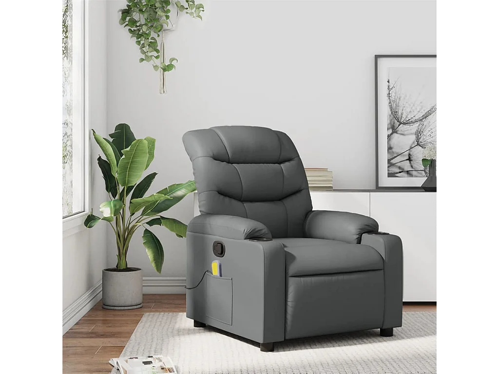 Fauteuil de massage inclinable Gris Similicuir