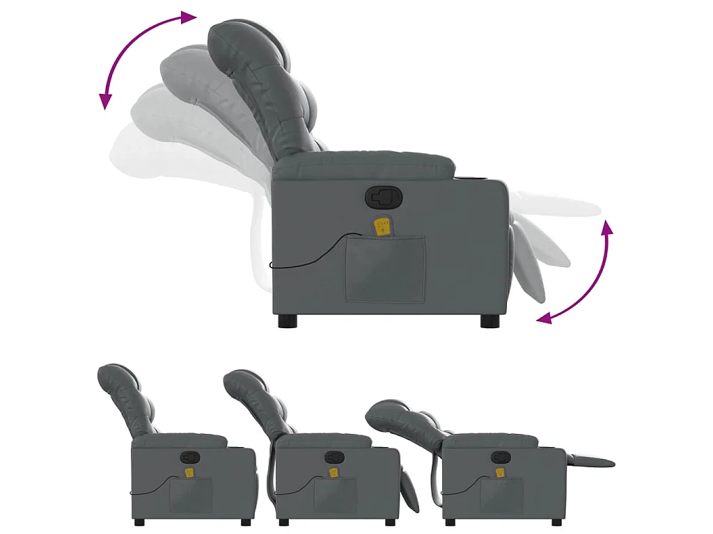 Fauteuil de massage inclinable Gris Similicuir