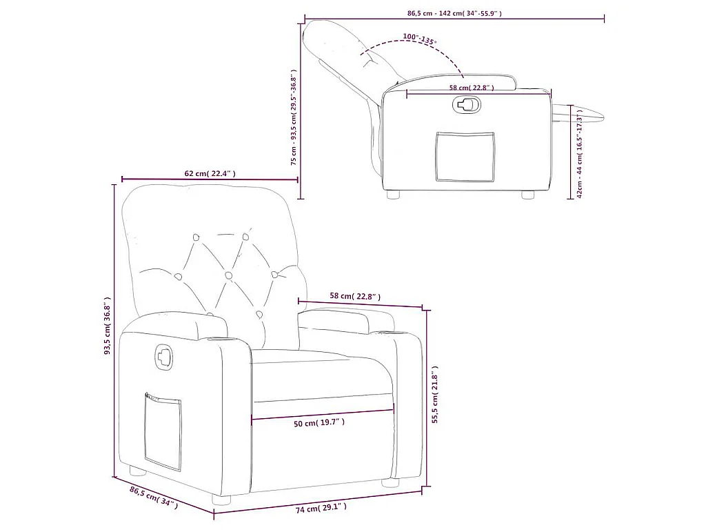 Relaxsessel Creme Stoff