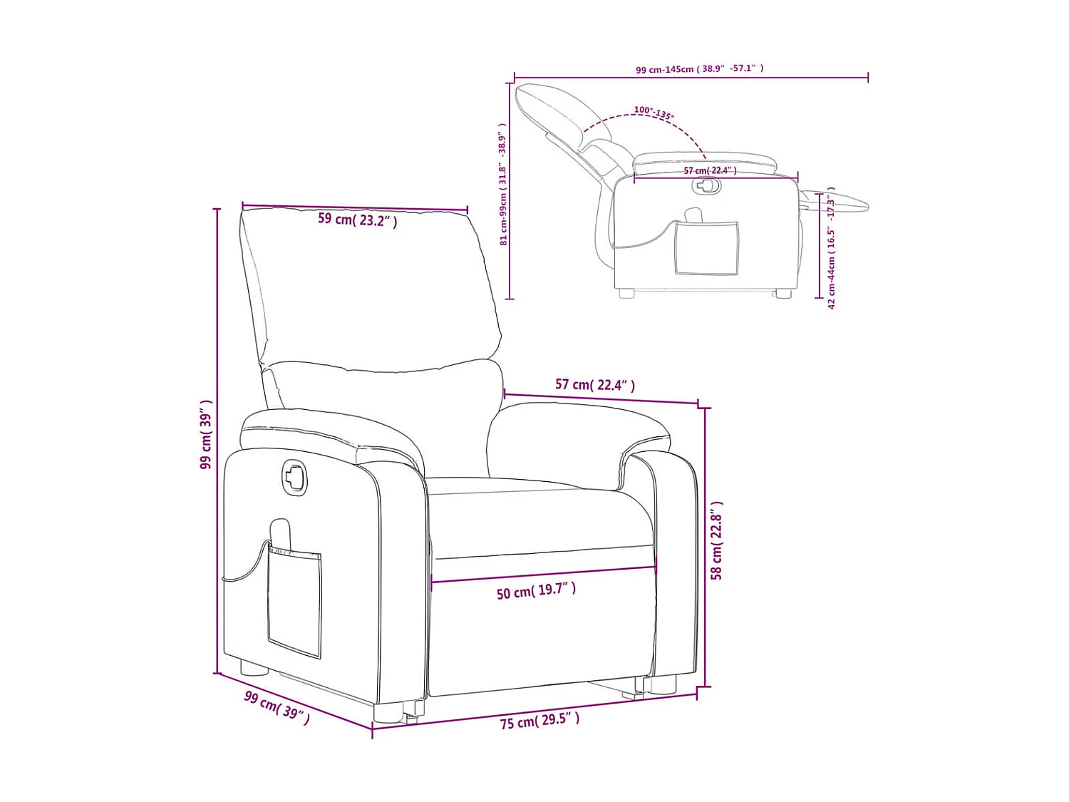 Massagesessel mit Aufstehhilfe Dunkelgrau Stoff