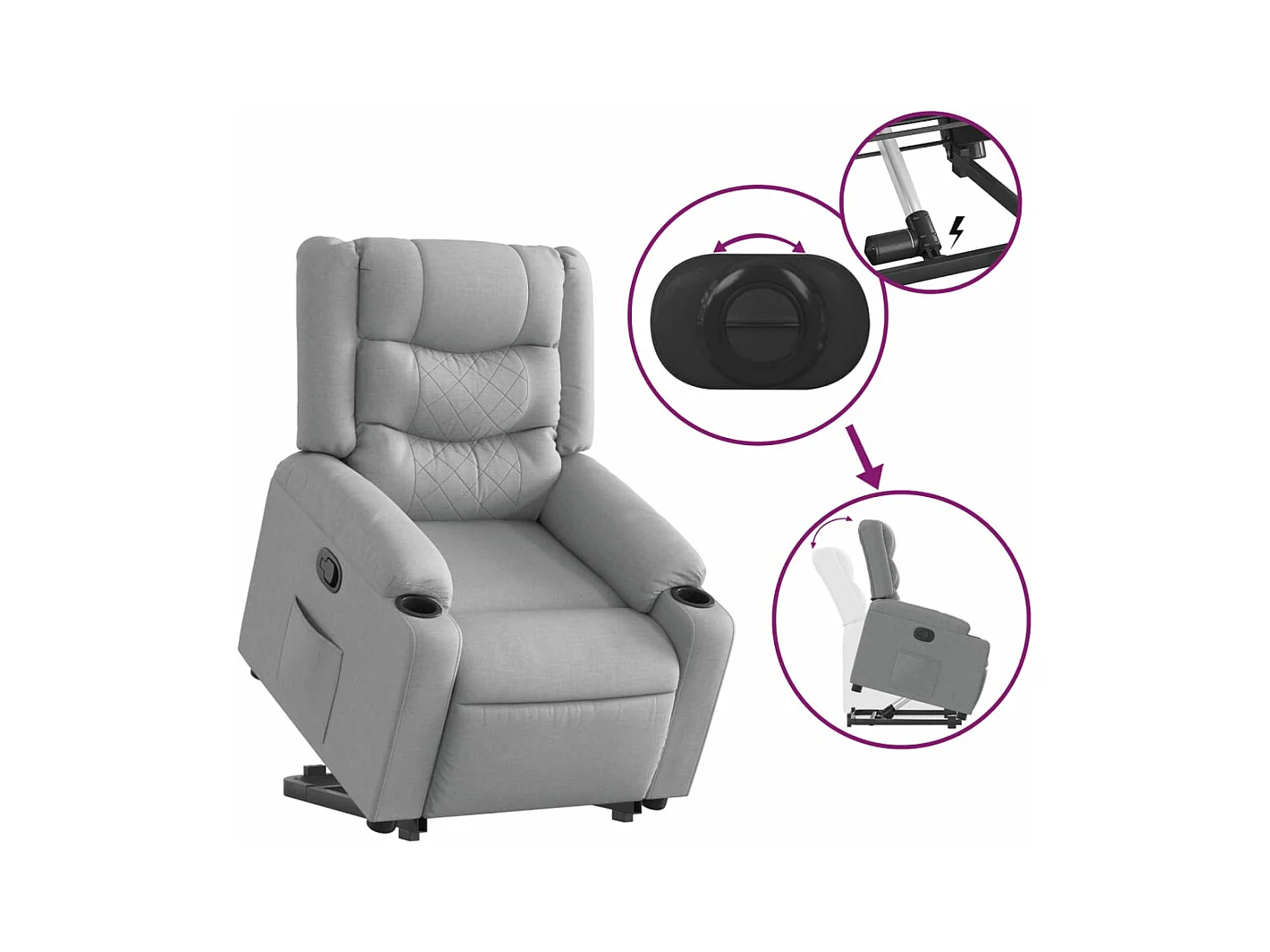 Sta-op-stoel verstelbaar stof lichtgrijs