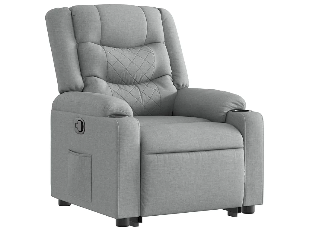 Poltrona reclinável elevatória tecido cinzento-claro