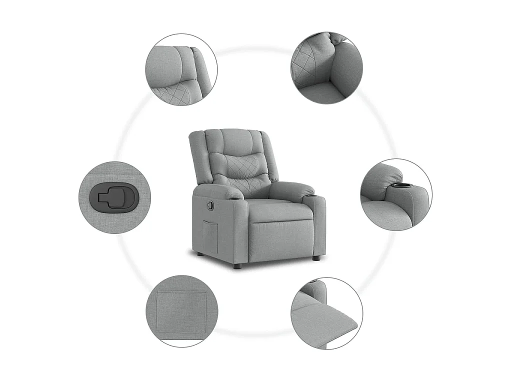 Poltrona reclinável elevatória tecido cinzento-claro