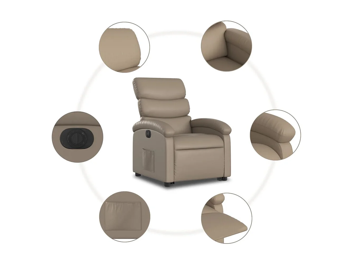 Fauteuil inclinable électrique cappuccino similicuir