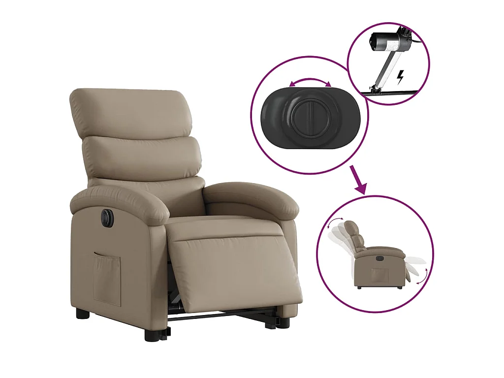 Fauteuil inclinable électrique cappuccino similicuir
