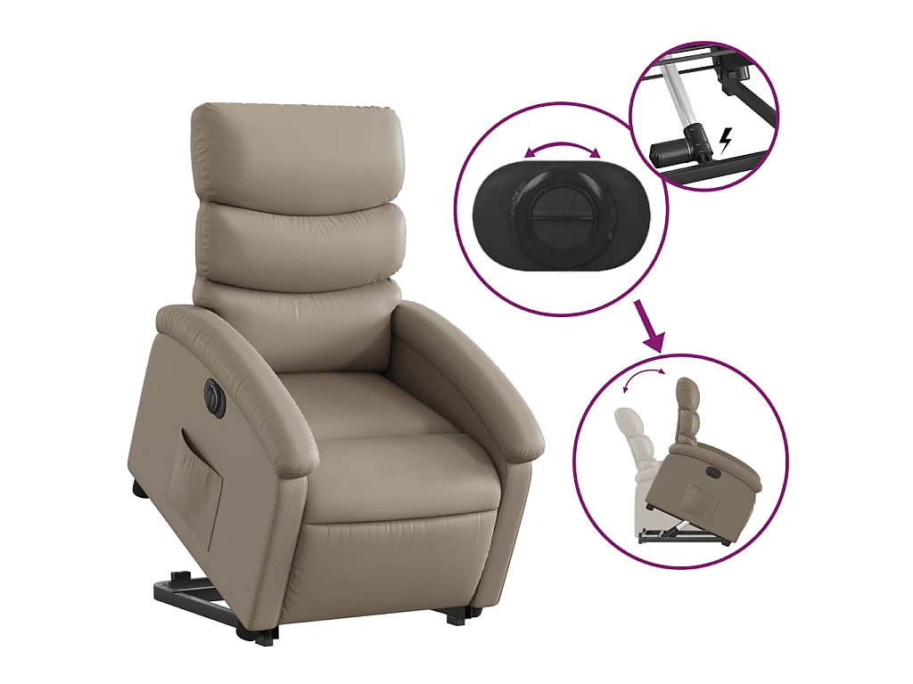 Fauteuil inclinable électrique cappuccino similicuir