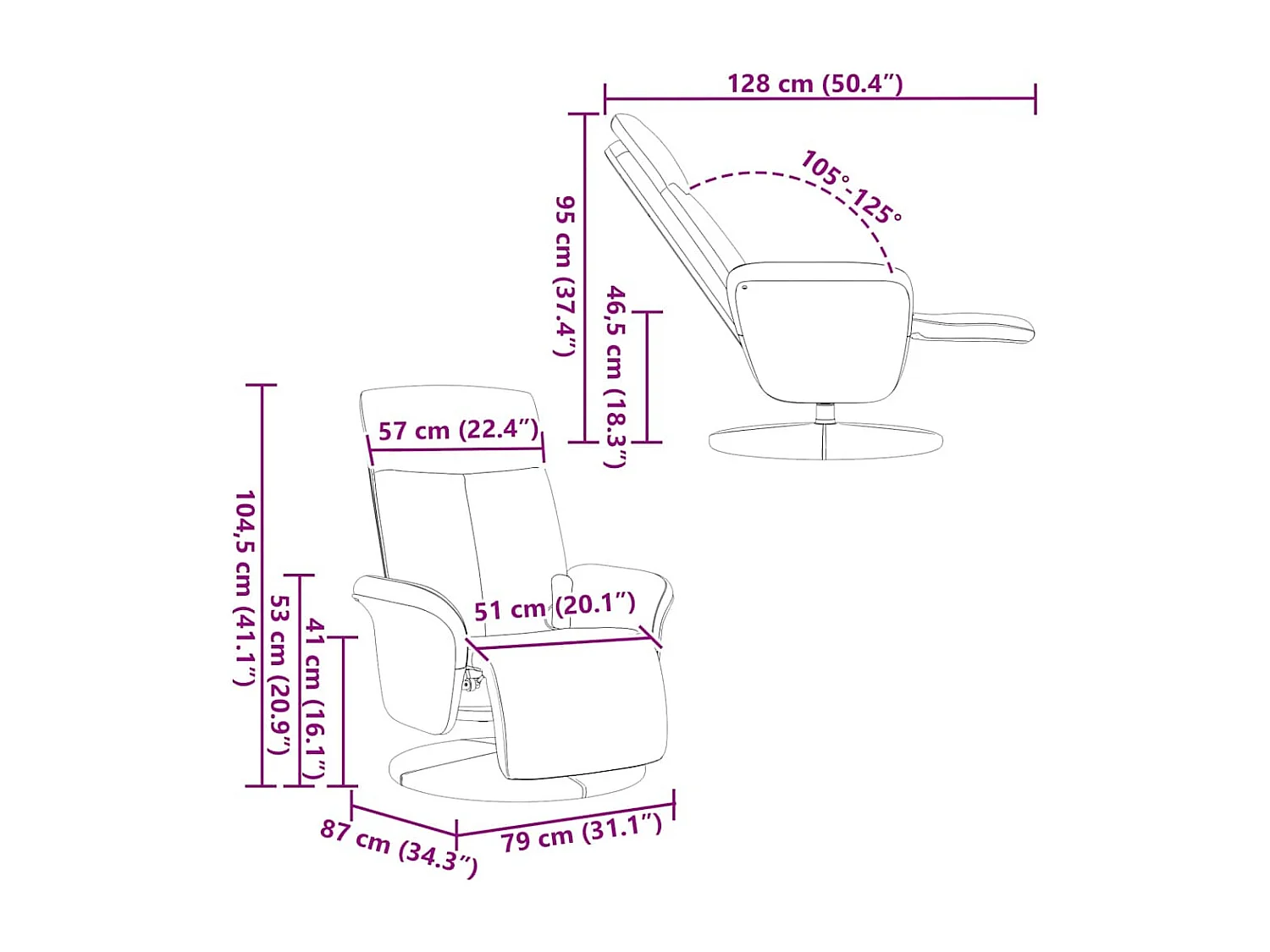 Sillón reclinable de masaje con reposapiés tela negra