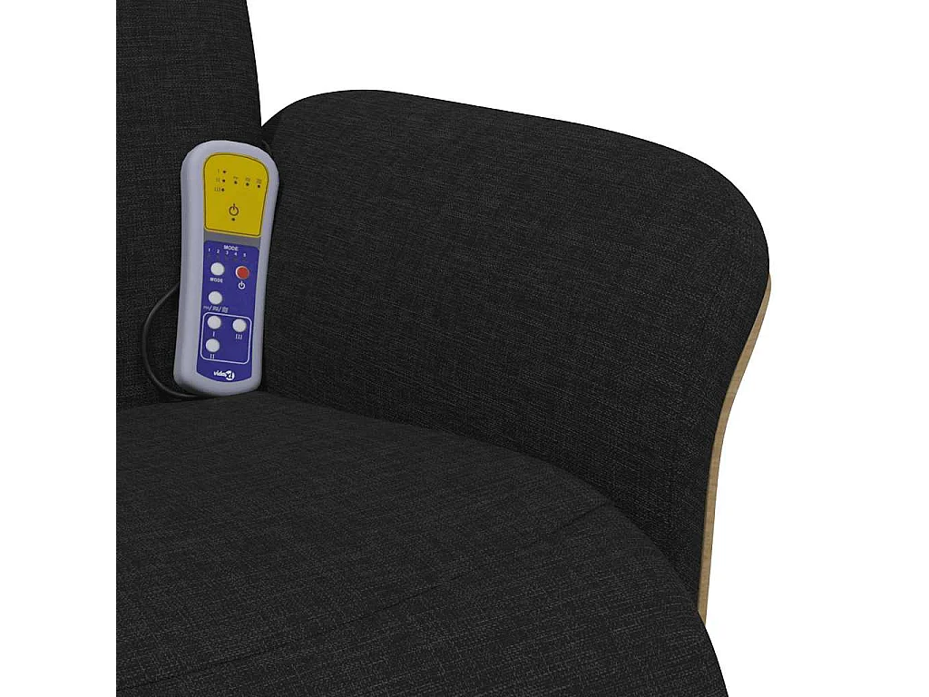 Sillón reclinable de masaje con reposapiés tela negra